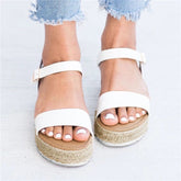 Open Toe Espadrille Platform Sandals Cork Elastic Strap Sandals